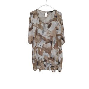 N Touch Tunic Top Women's Size 3X Large 3/4 Sleeve Multicolor Crew Neck